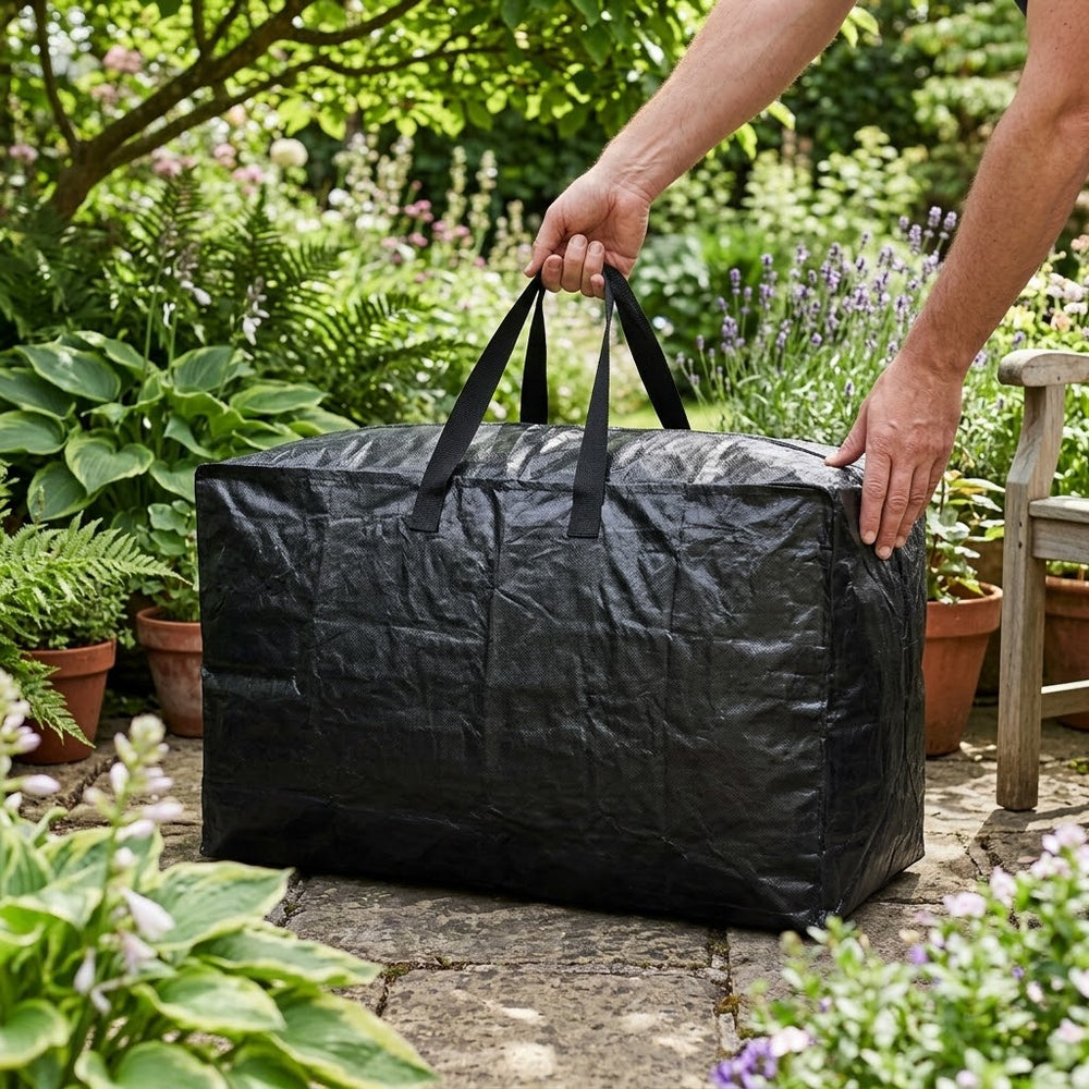 Heavy Duty Cushion Storage Bag – Large Black – Waterproof & UV Resistant – Indoor Use