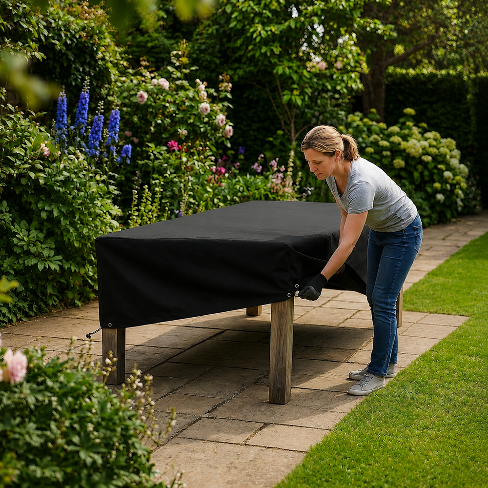 Rectangular Table Cover – 8 Seat Black – All-Weather Protection – Outdoor Use