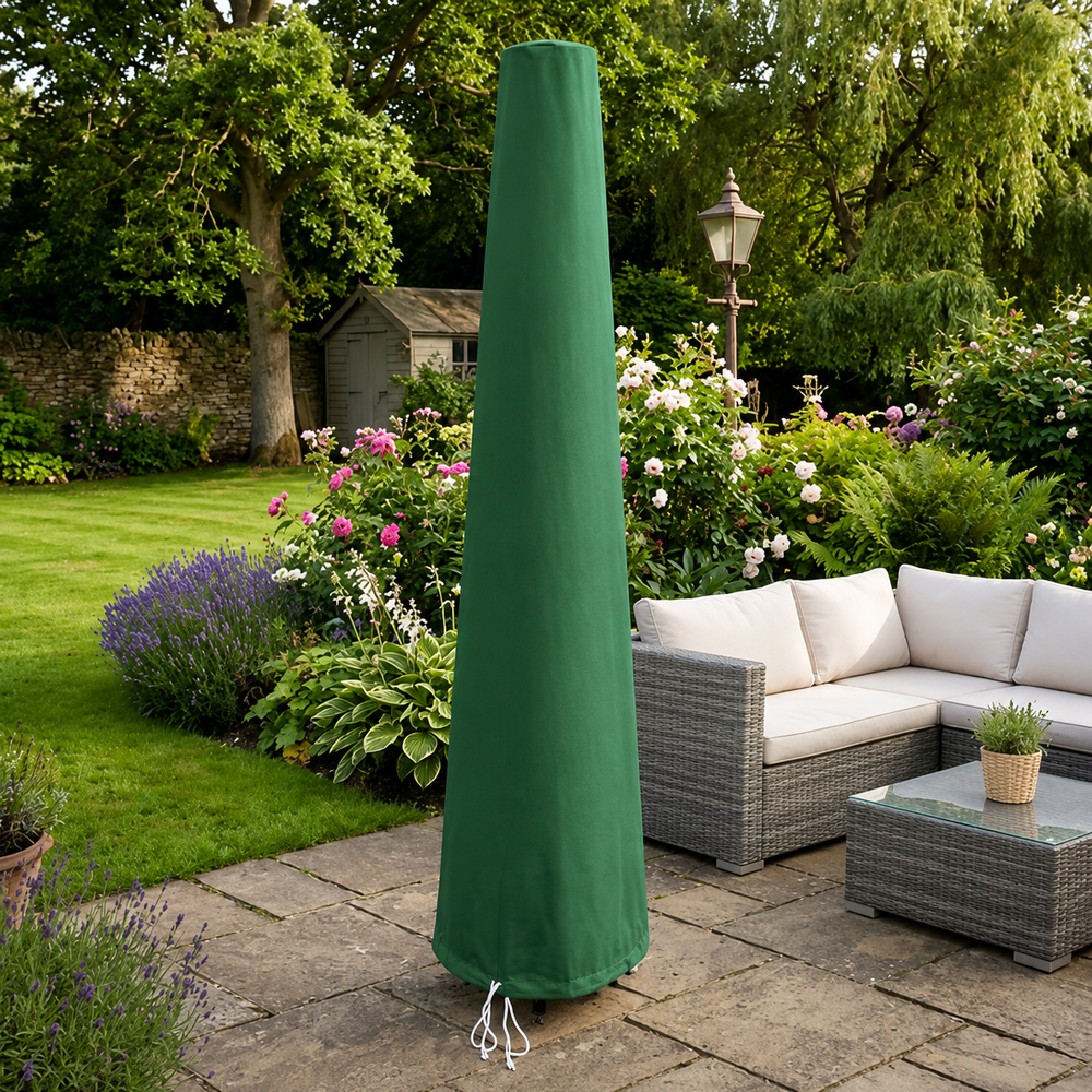 Large Parasol Cover – Green – Super Tough Waterproof – Outdoor Protection