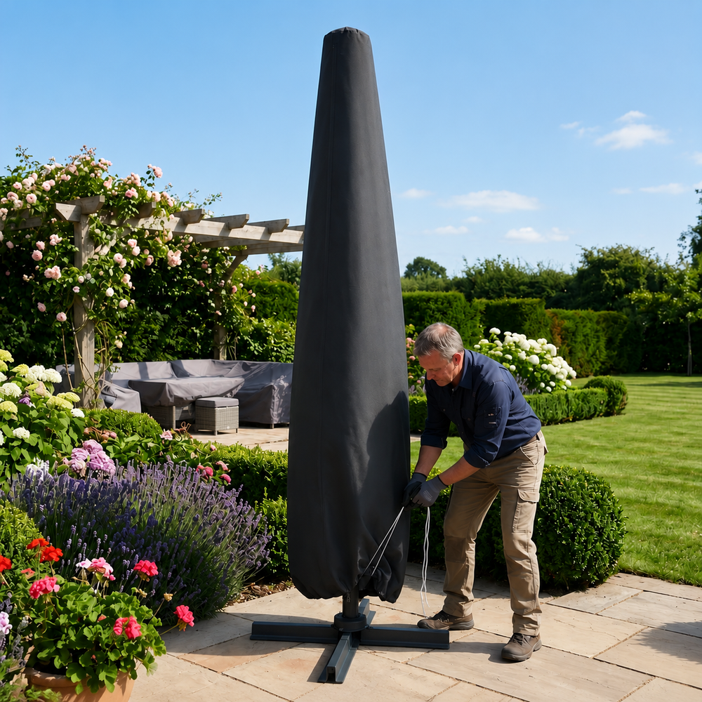 Parasol Cover – Extra Large Black – Heavy Duty Weather Protection – Outdoor Use