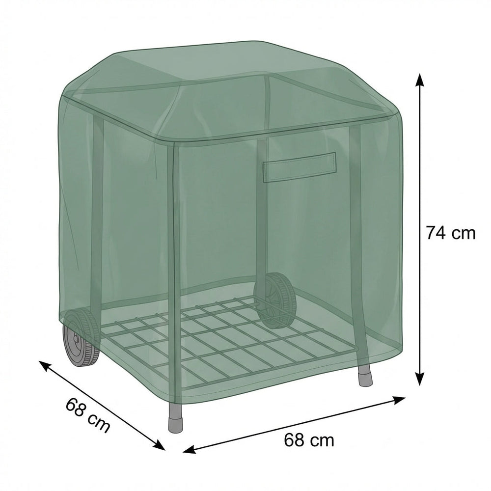 Heavy Duty Square Barbecue Cover – 68x68x74cm Green – Weather Protection