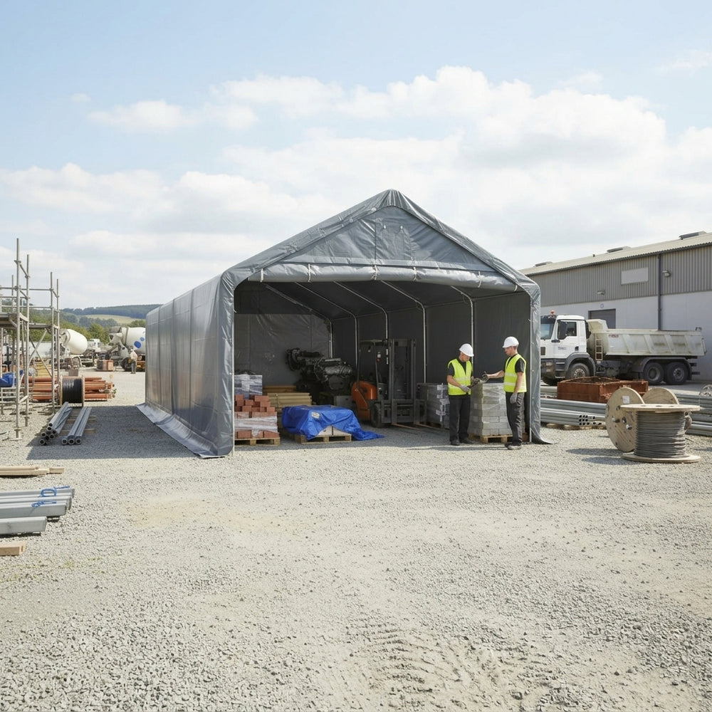 4x8m Grey PE Heavy Duty Storage Shelter