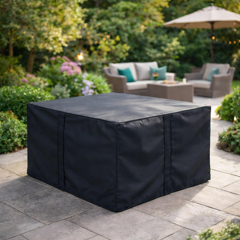 4 Seater Medium Cube Set Cover – Black – Super Tough Waterproof – Outdoor Furniture Protection
