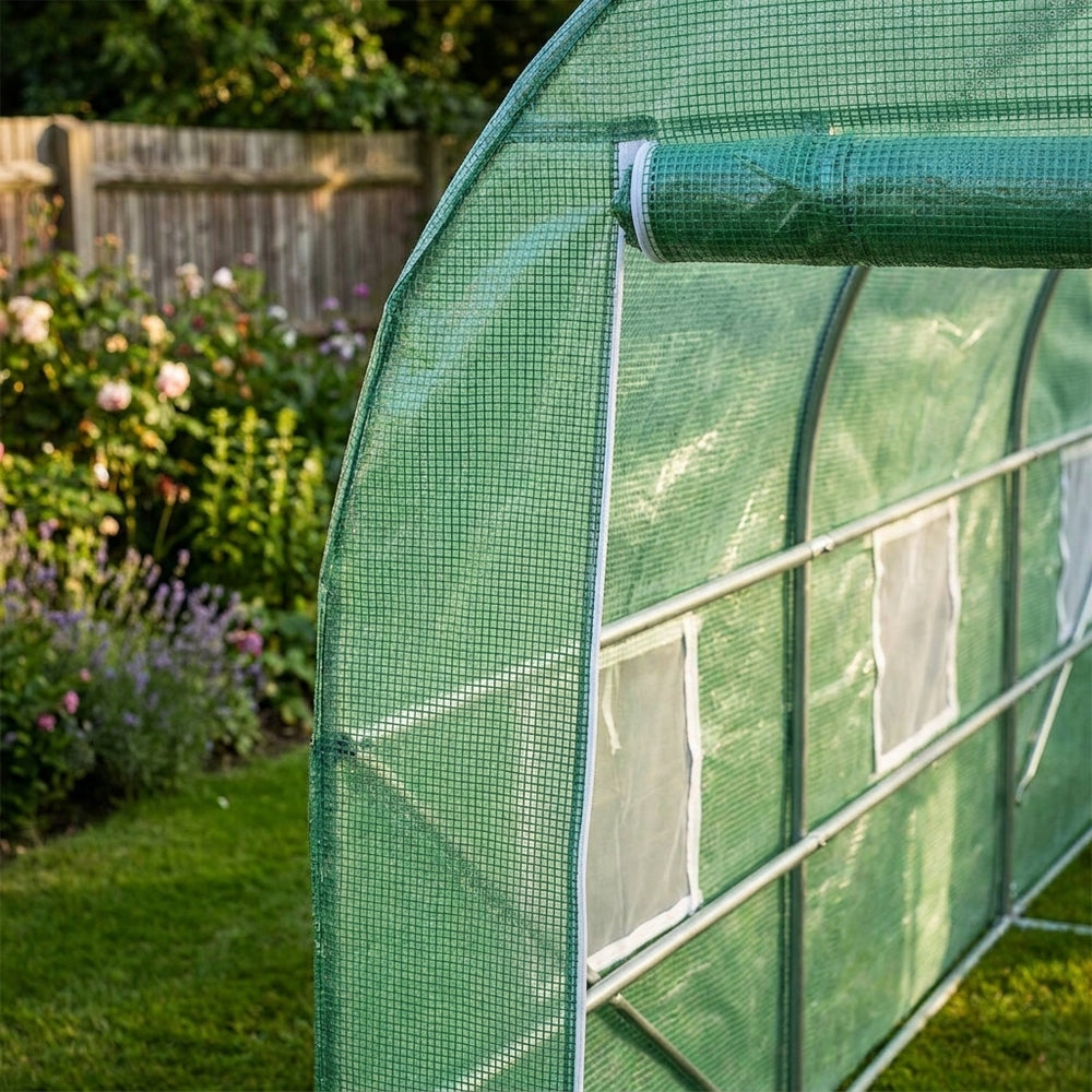 6m x 3m Polytunnel with 25mm Frame for Garden Protection - detail view
