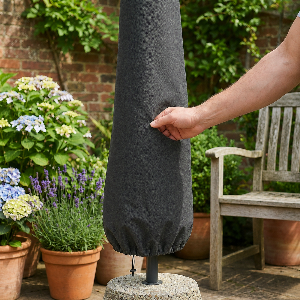 Small Parasol Cover – Black – Heavy Duty Polyethylene – Outdoor Protection