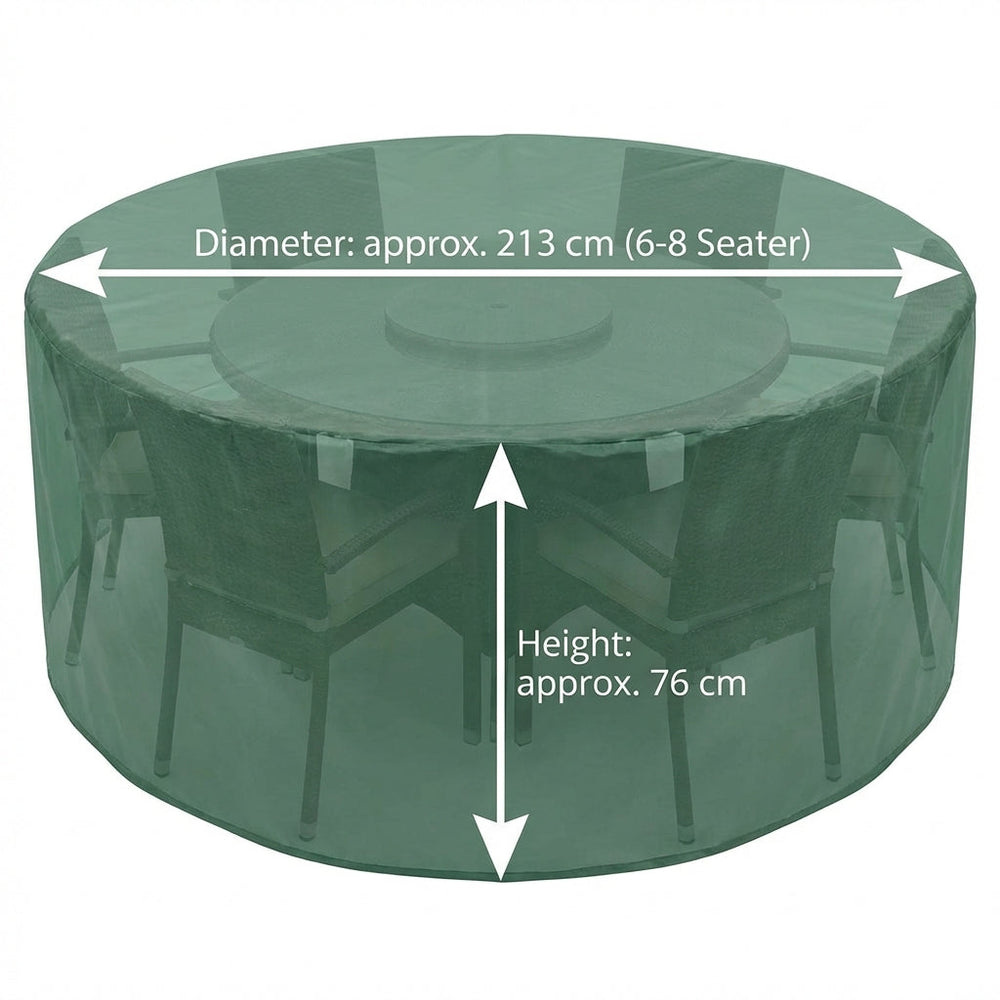 Round Furniture Set Cover – 6-8 Seater – Green Polyethylene – Outdoor Protection