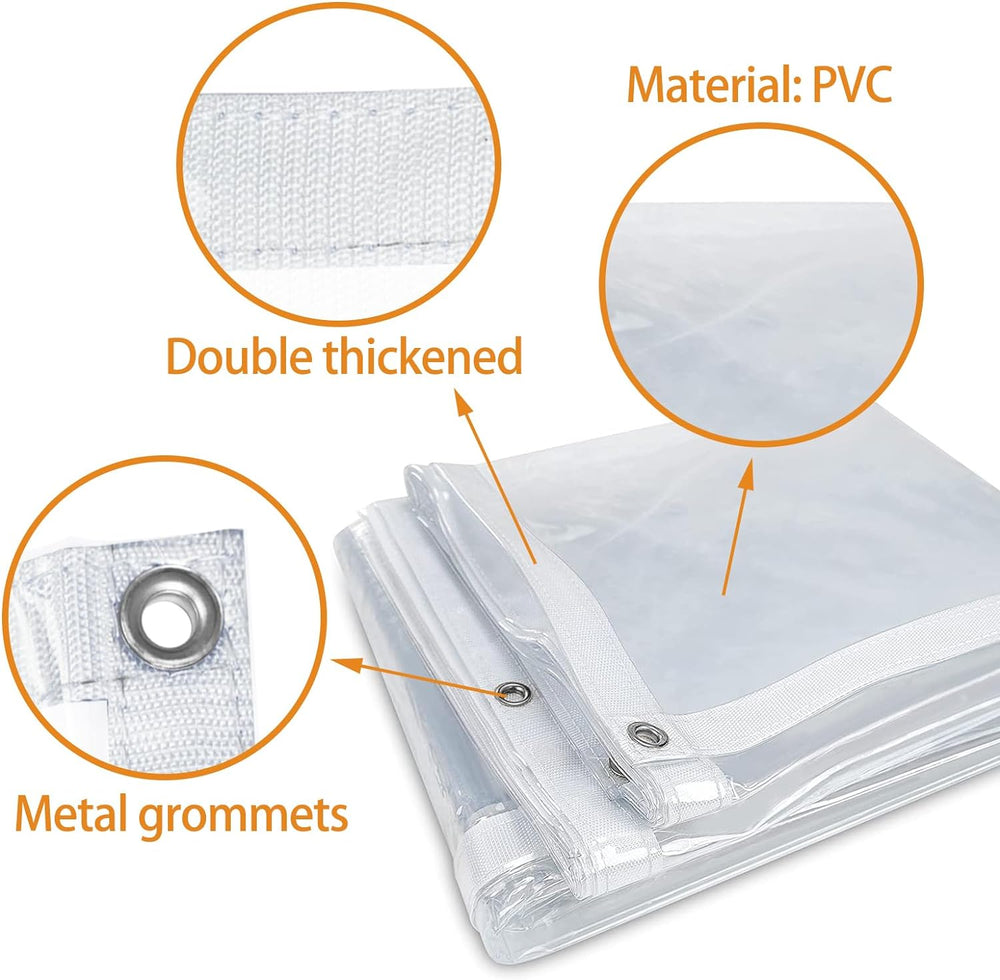 Heavy Duty Clear Tarpaulin 310gsm – UV Resistant, 100% Waterproof Transparent Tarp Sheet for Market Stalls & Outdoor Protection