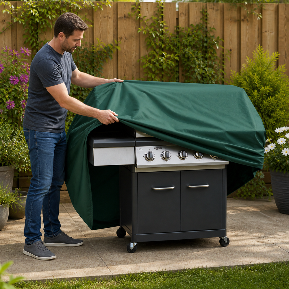 Barbecue Cover – Large Green – Super Tough Material – Outdoor Protection