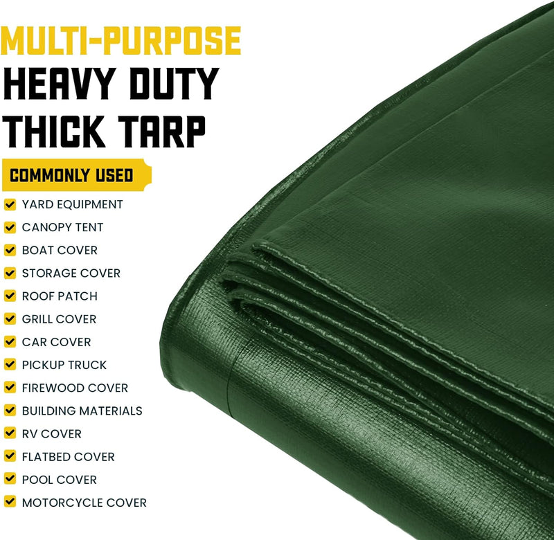 Premium Heavy Duty Waterproof Polyethylene Tarpaulin Green/Black - 155gsm