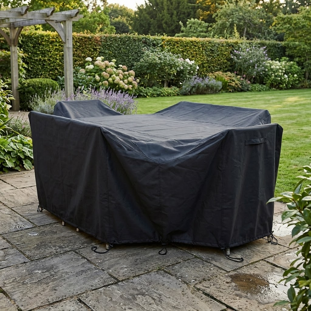 Heavy Duty 6 Seater Rectangular Furniture Cover – Black – Waterproof Protection