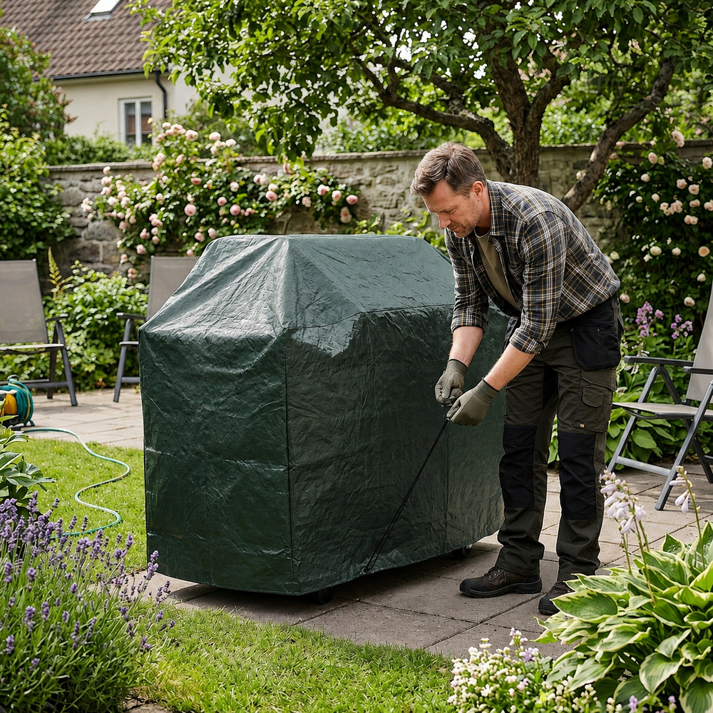 Extra Large Barbecue Cover – Green – Heavy Duty Polyethylene – Outdoor Grill Protection