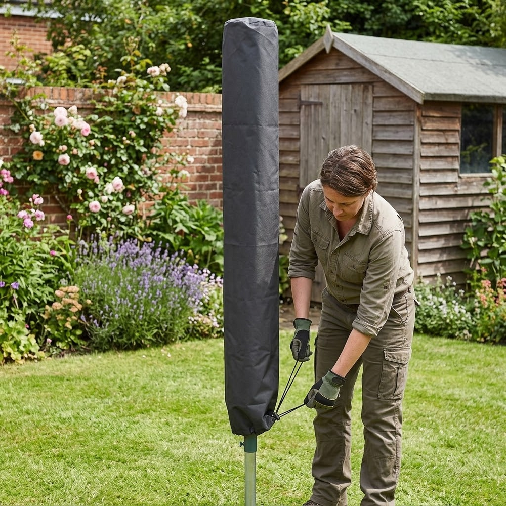 Rotary Washing Line Cover – 175 cm Black – Weatherproof Protection – Outdoor Use