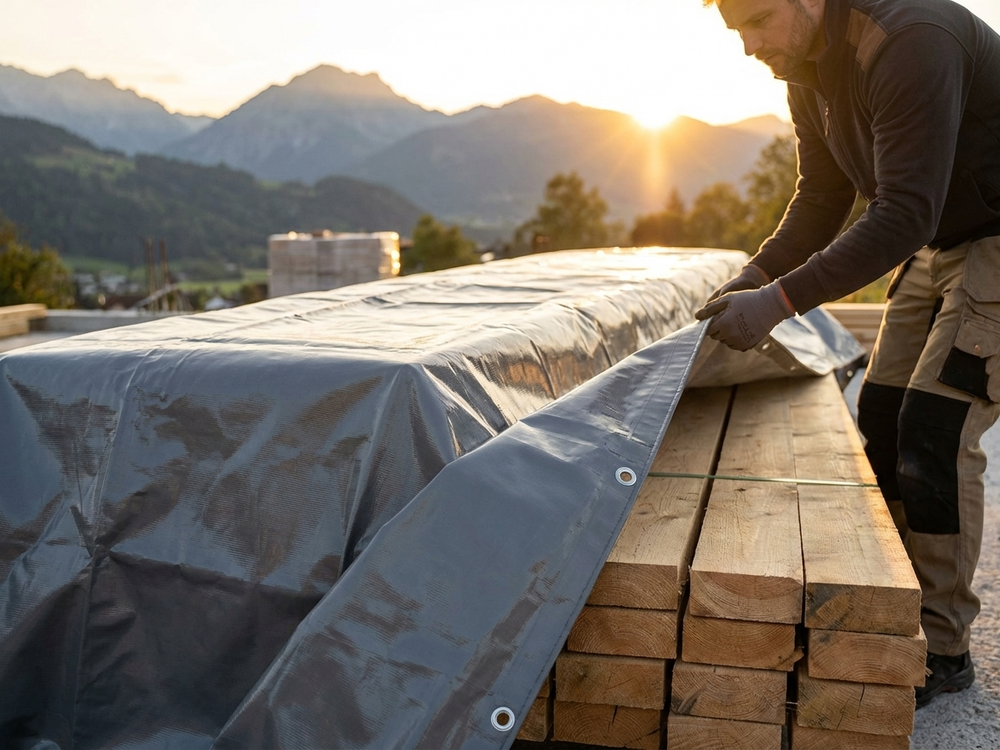 PVC tarpaulin in grey, 8x10 m, flame retardant for industrial use - view 3