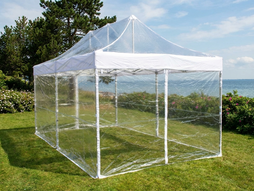 Clear pop up gazebo 3x6 m with steel frame for outdoor events
