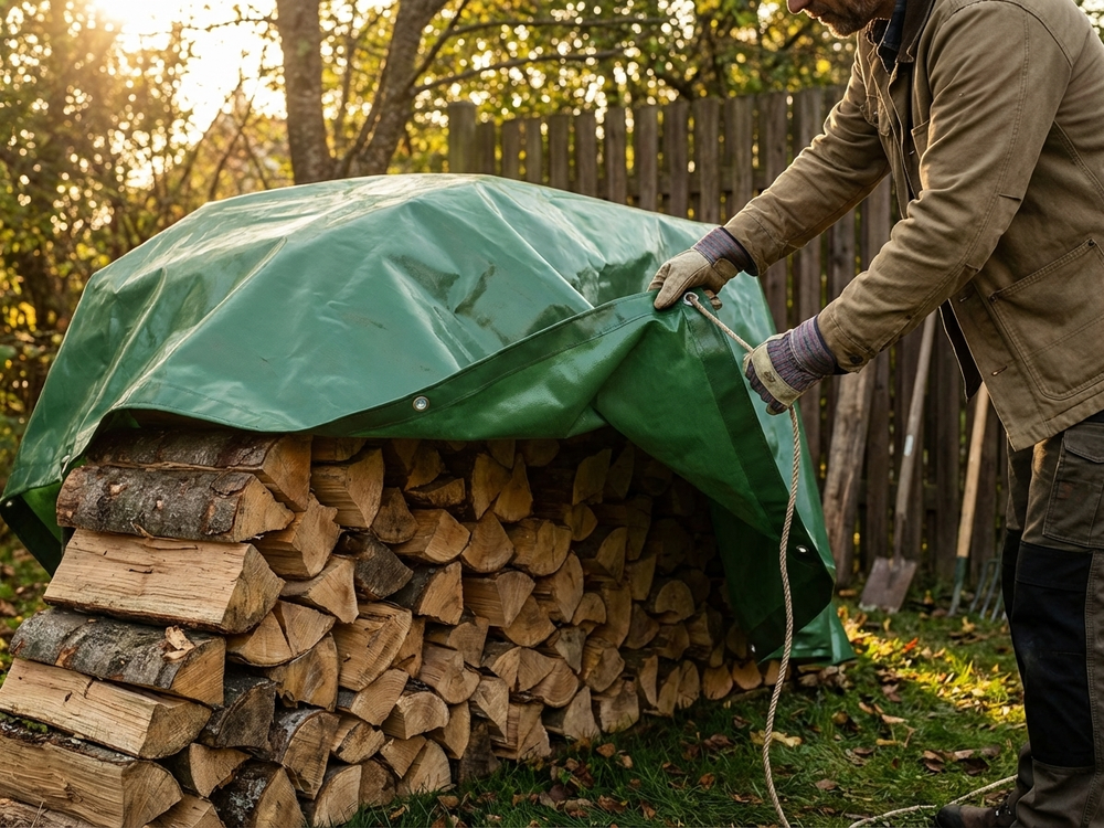 Green PVC tarpaulin 4x6 m for outdoor and indoor use