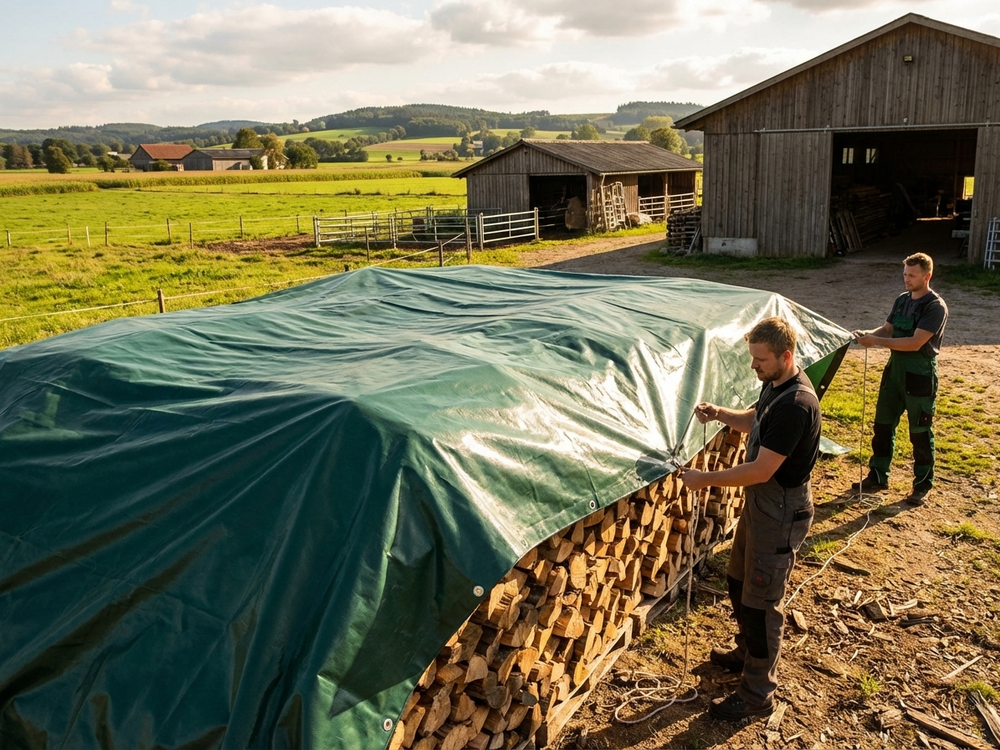 Green PVC tarpaulin 5x6 m for outdoor covering - view 3