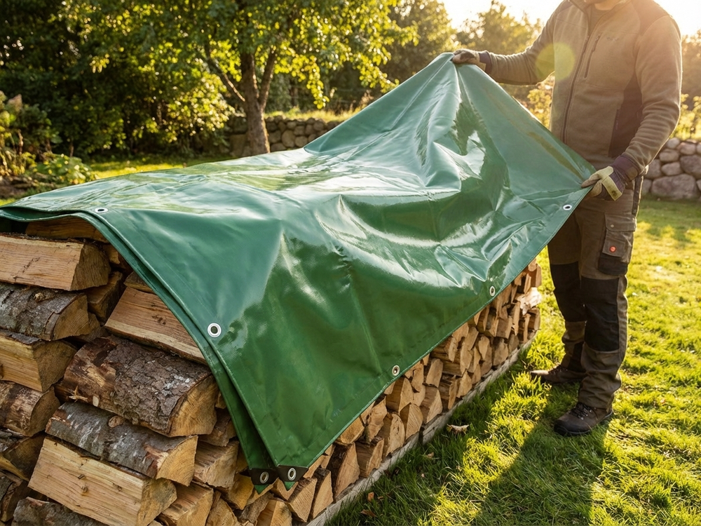 Green PVC tarpaulin 4x6 m for outdoor and indoor use - product detail