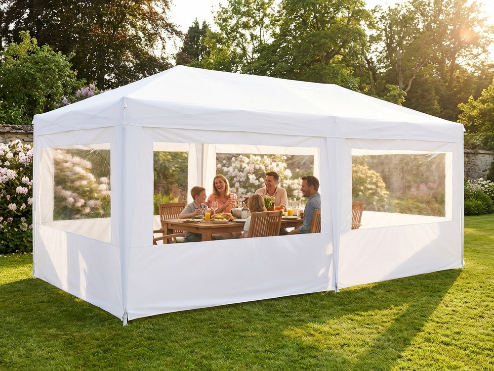 White pop-up gazebo with aluminium frame for outdoor events