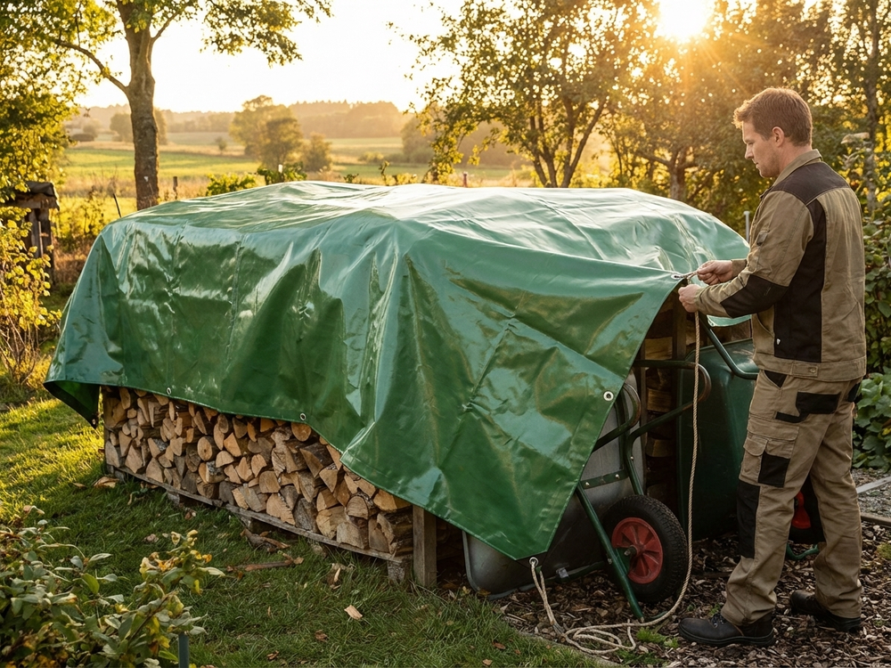 PVC Tarpaulin 6x10 m Green for outdoor use - view 3