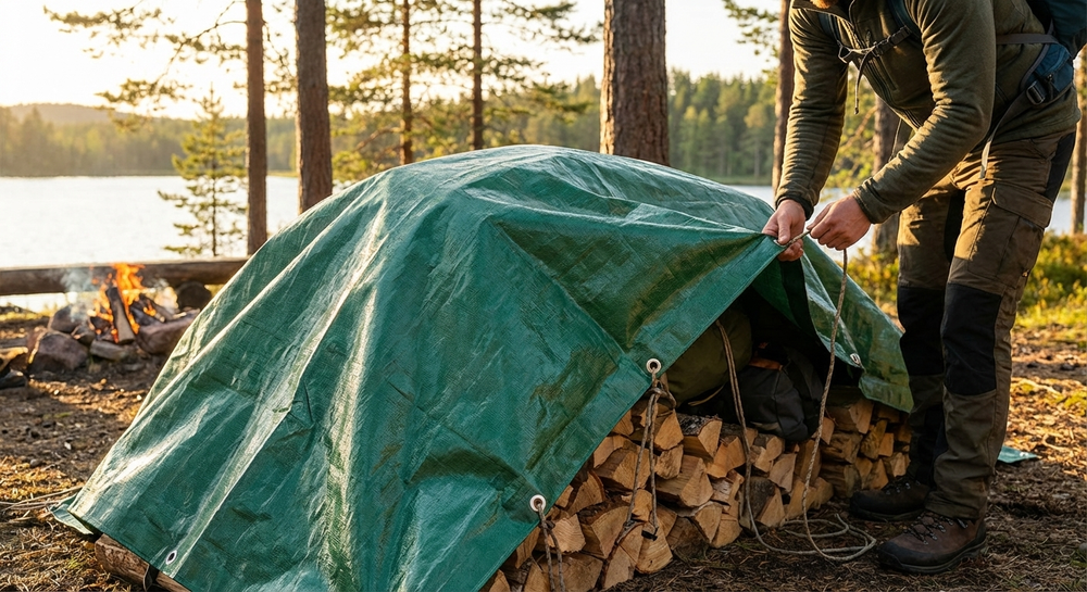 Green PVC Tarpaulin 6x8 m, flame retardant for outdoor use - view 3