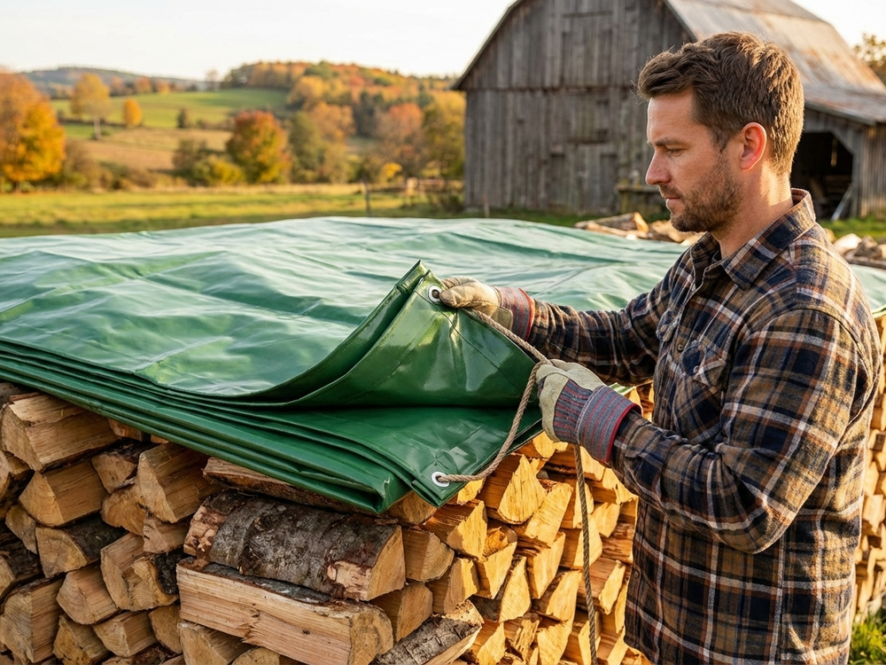 Green PVC tarpaulin 5x7 m for outdoor and industrial use