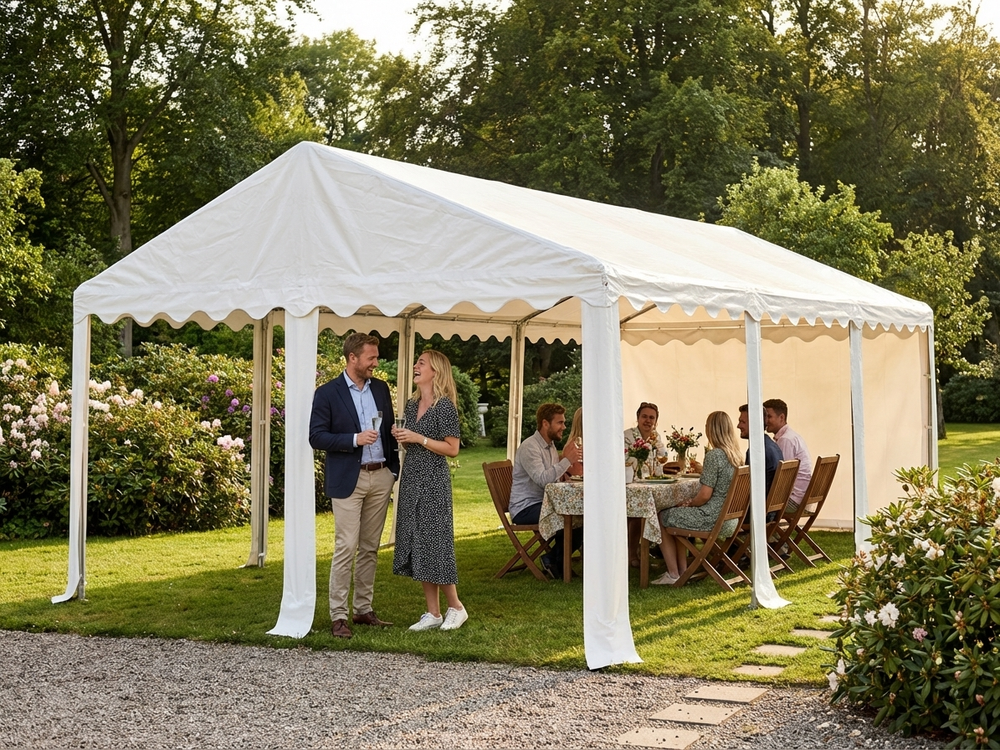 Marquee roof cover in white, 6x14 metres, strong PVC material - view 3
