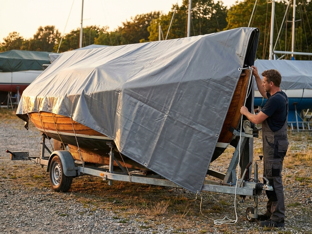 Grey PVC tarpaulin 3x10 m for outdoor use - product detail