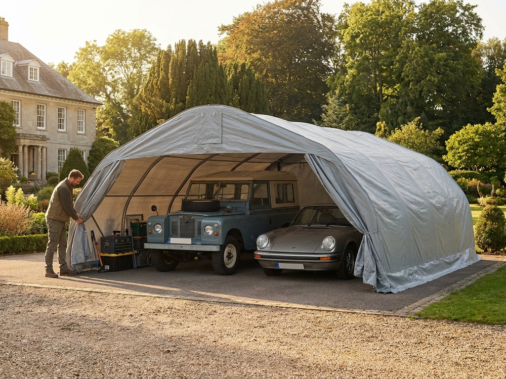 Pvc Garage Frame Portable Double Garage PVC Grey ? Industrial Use