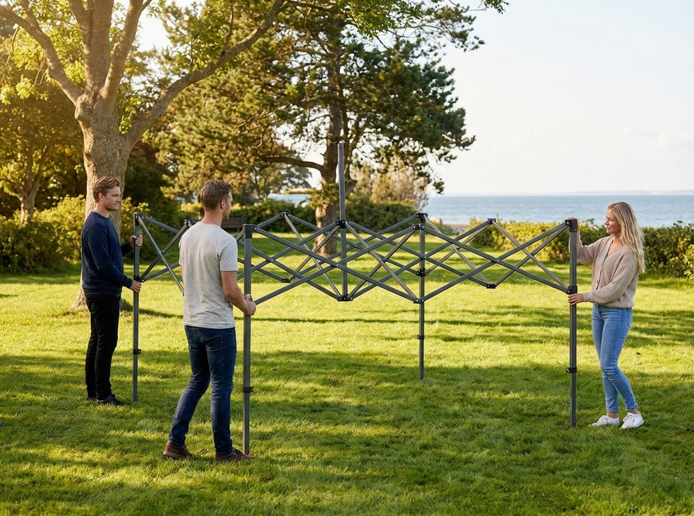 Steel gazebo frame 3x3 m grey, adjustable for outdoor use - view 3