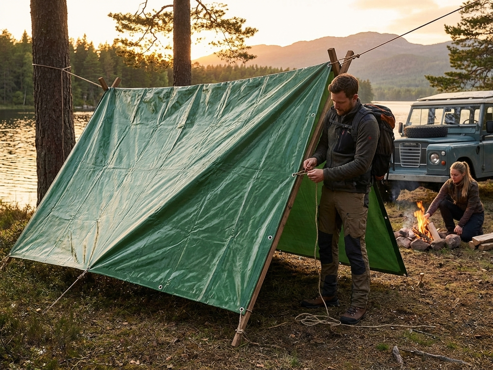 Green PVC Tarpaulin 8x14 m, Flame Retardant - product detail