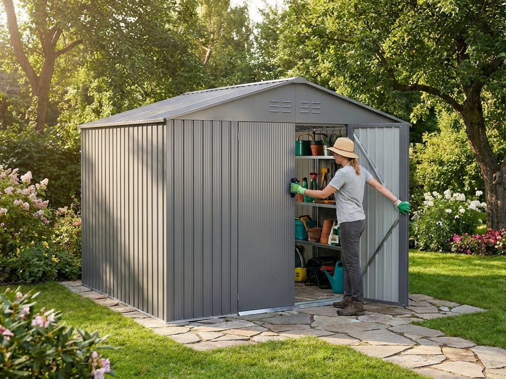 Aluminium Grey Garden Shed 2.77x1.91m for Outdoor Use