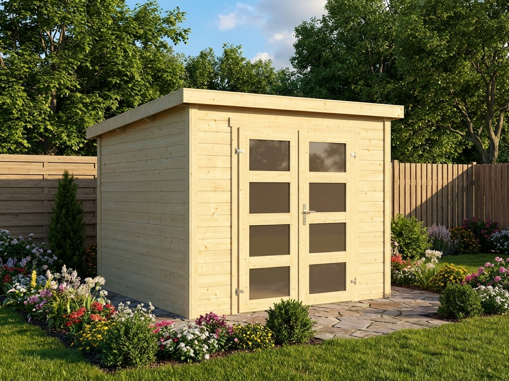 Natural Wooden Shed made from Nordic Spruce for garden storage