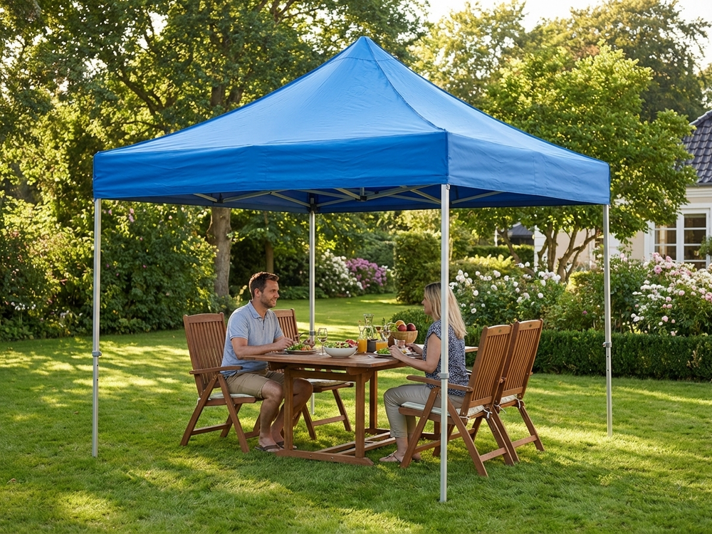 Pop up gazebo 3x3 m in blue with aluminium frame for outdoor events