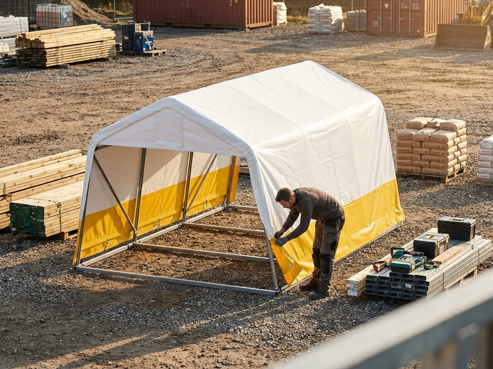 PVC roof cover for storage tent, 3.6x4.8m, white/yellow - view 3
