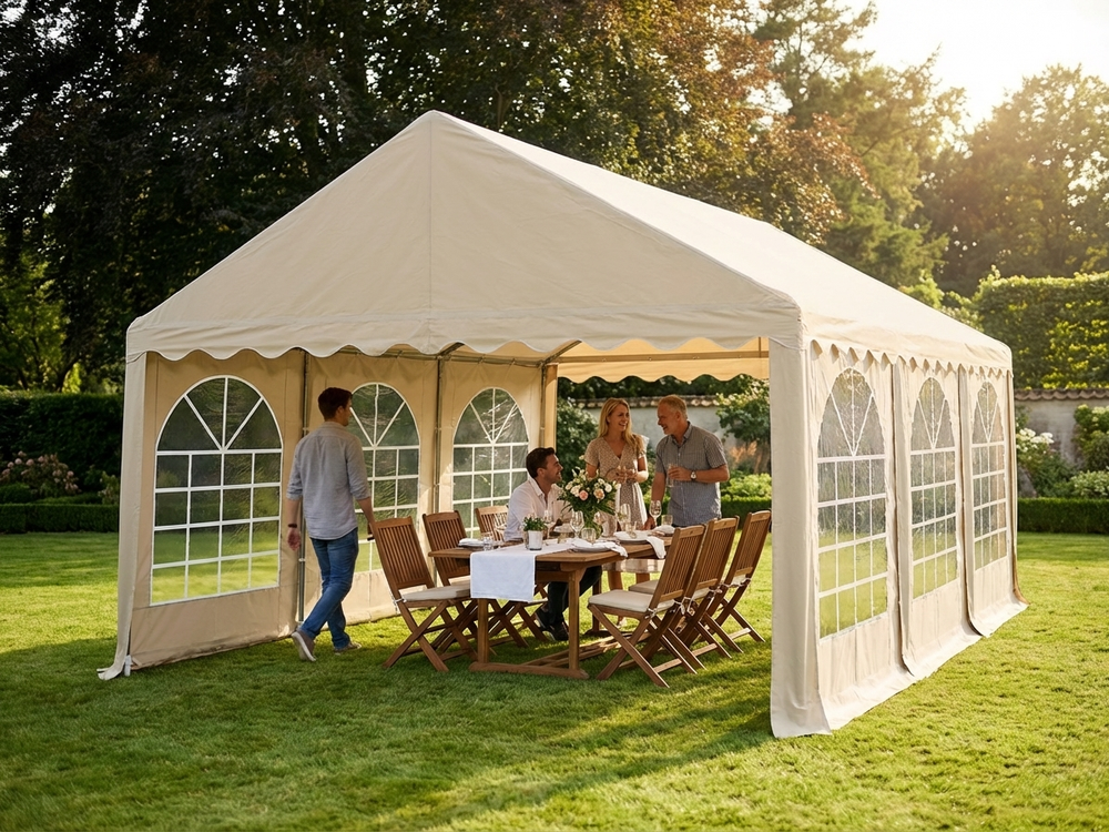 Sand coloured marquee 4x6 m for outdoor events - view 3