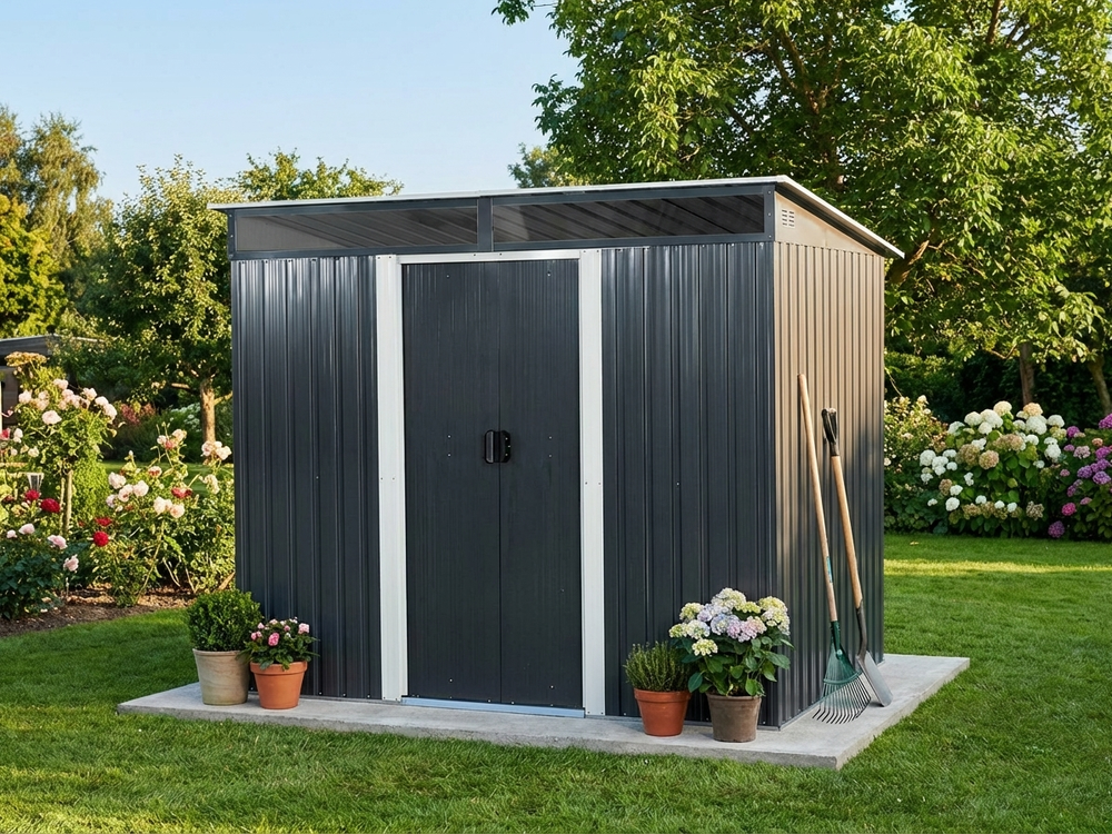 Garden Shed 2.38x1.74x1.96m in Anthracite and White - product detail