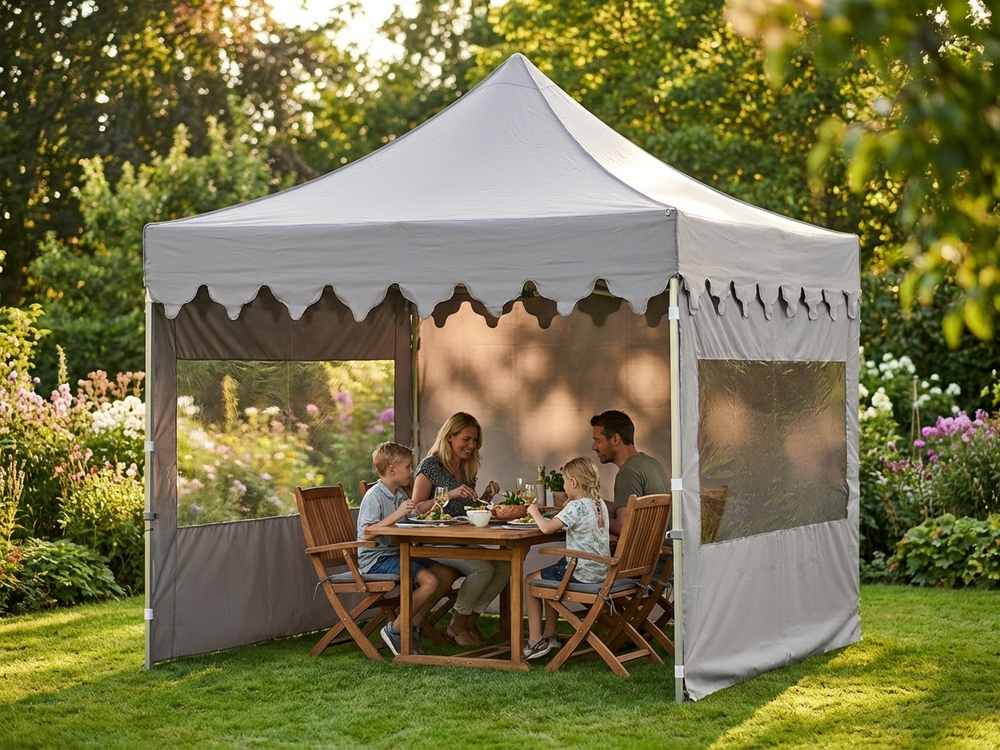 Pop up gazebo in Latte with aluminium frame for garden and events