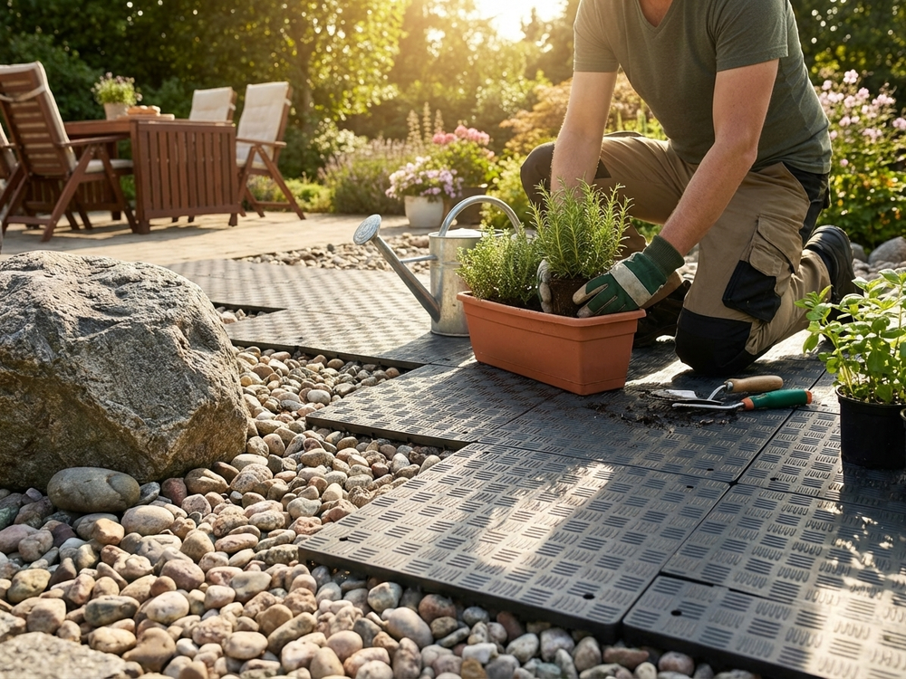 Anthracite Recycled PE Flooring for Indoor and Outdoor Use - view 3