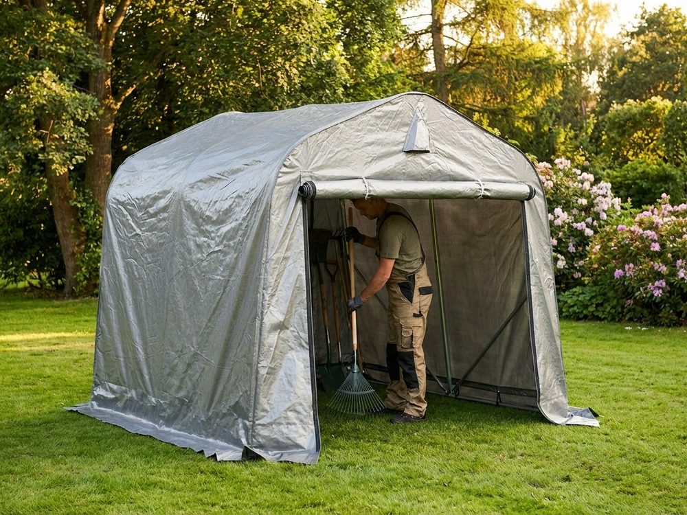 Storage Tent 2.4x2.4x2 m Grey for Outdoor Use