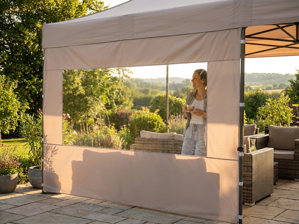 Latte sidewall with panorama window for FleXtents, 4m