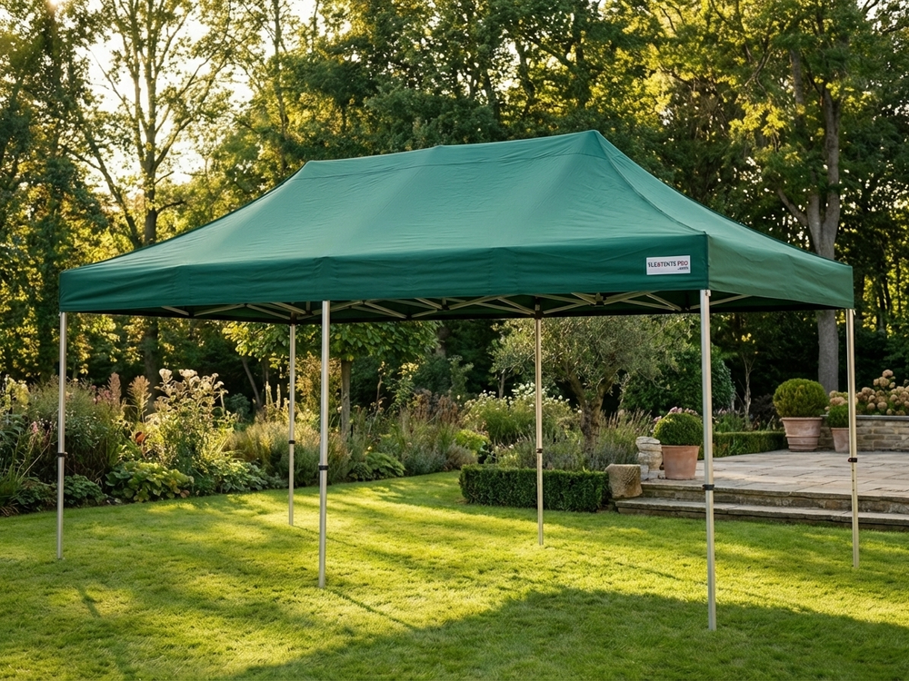 Green pop up gazebo with aluminium frame for outdoor events