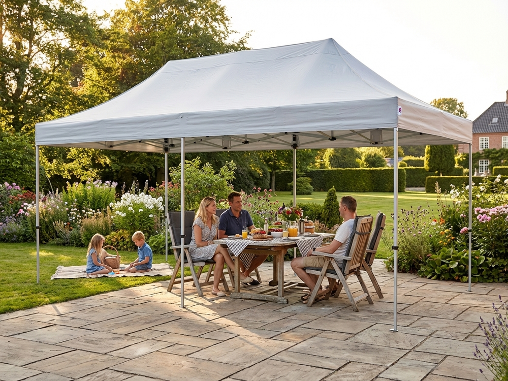 Silver pop-up gazebo with steel frame for outdoor use - product detail
