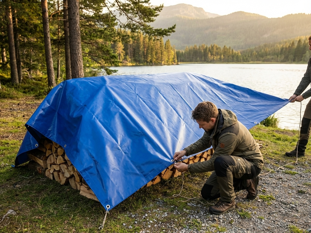 PVC Tarpaulin 4x6 m Blue for Outdoor Protection - view 3