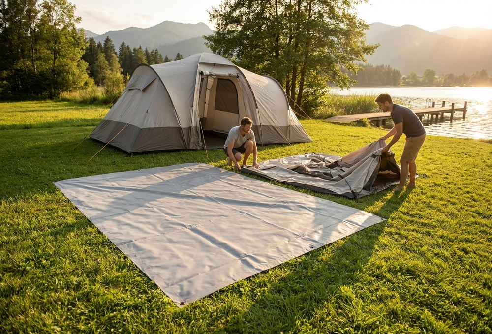 Grey PVC tarpaulin 5.5x8.5 m for ground cover - view 3