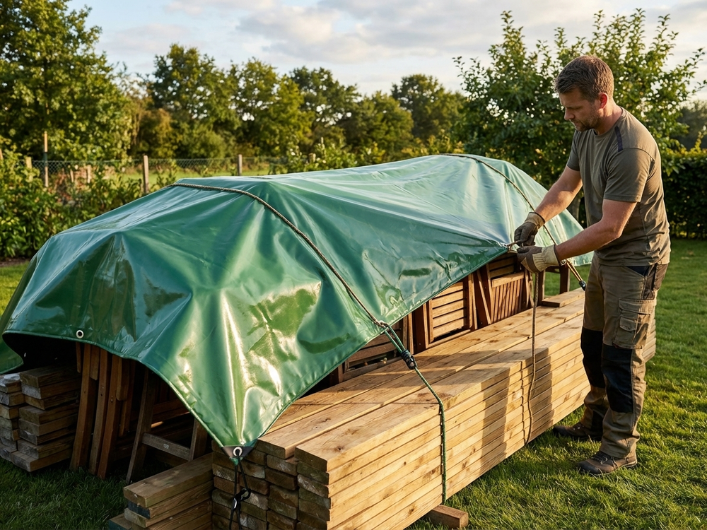 Green PVC tarpaulin 6x10 m for outdoor cover - product detail