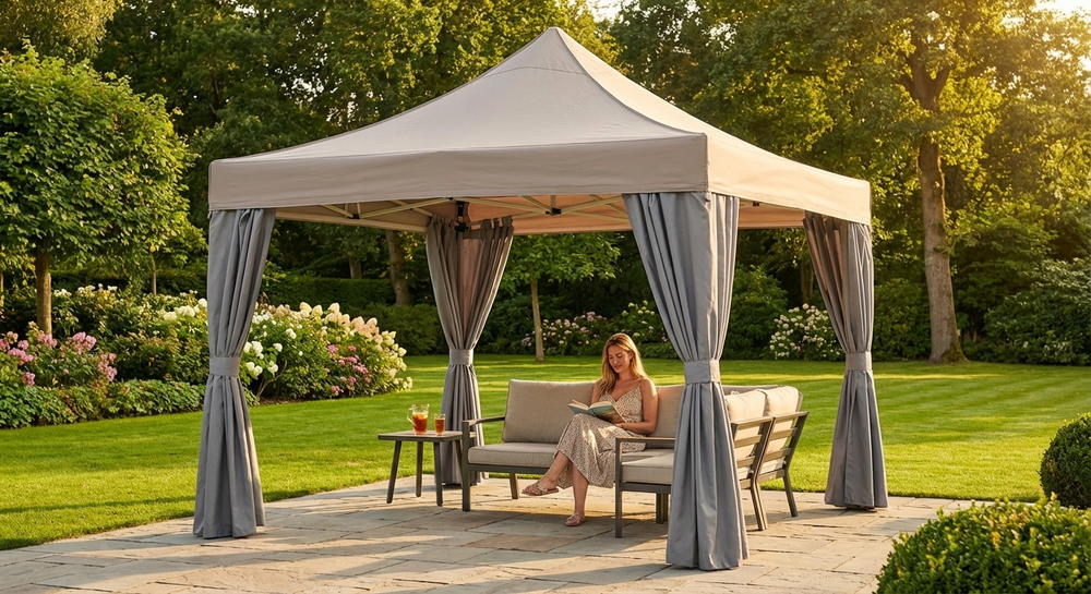 Pop up gazebo 4x4 m Latte with aluminium frame for outdoor use - view 3