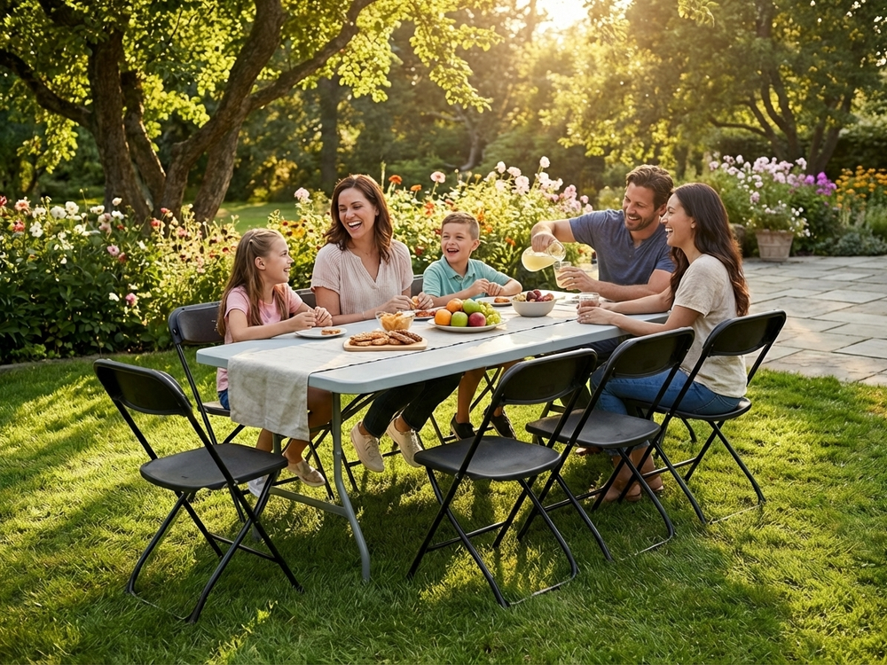 Folding Table and Chairs Set 180 cm for Indoor and Outdoor Use - product detail