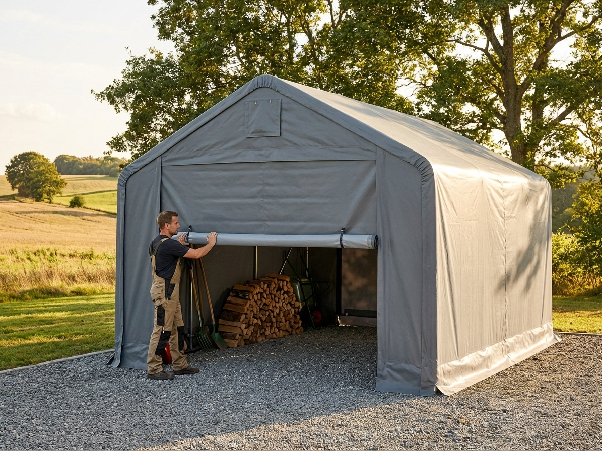 PVC Storage Shelter Endwall ? Grey & Durable