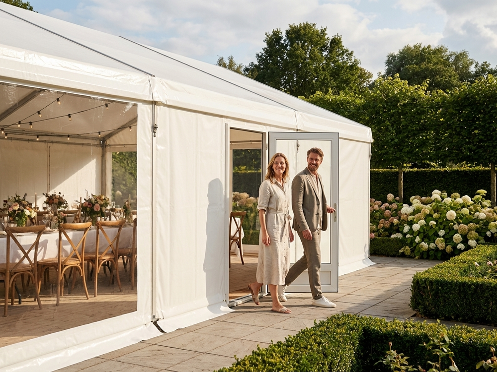 White PVC Endwall for Outdoor Use, 3x6m - view 3