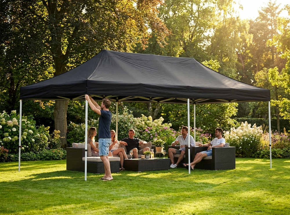 Black pop-up gazebo 3.5x7m with aluminium frame - view 3